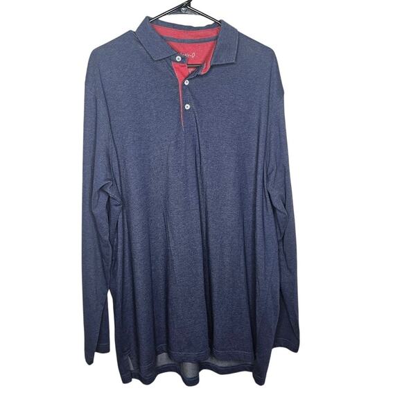 Johnnie o Blue Long sleeve quarter button gold polo Men's Plus size XXL - Picture 1 of 5